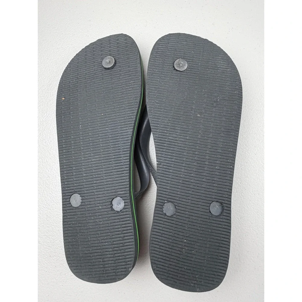 Havaianas Brazil Logo Flip Flops Mens Size 7/8 Grey Green Sandals